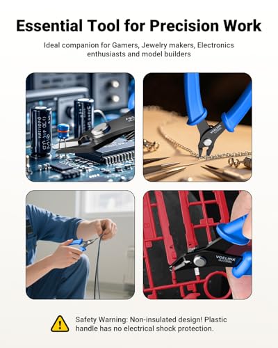 VCELINK Small Wire Cutter Spring-loaded GJ706BL, Precision Flush Cutter Pliers Diagonal Cutters for Electronics, Jewelry Making, Model Craft and 3D Printer, 5-Inch