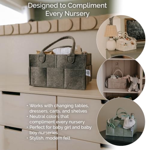 Parker Baby Co. Felt Diaper Caddy Organizer - Regular, Charcoal - color: Charcoal (Heathered Charcoal), size: Regular