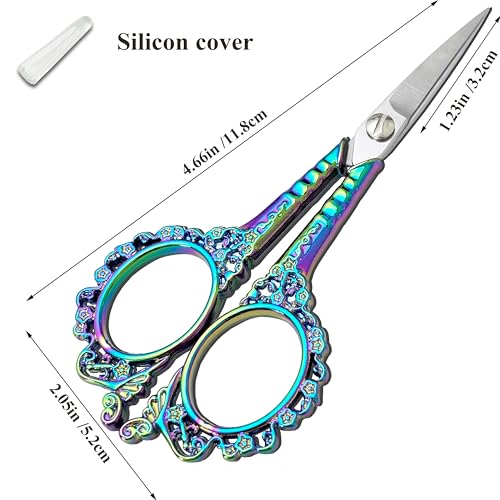 Small Sharp Embroidery Scissors, Precision Detail Sewing Shears - color: Rainbow