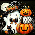 Cute Ghost Pumpkin Diamond Painting Kits for Adults, Halloween Diamond Art - color: KM1295-1