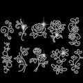 SUPERDANT 10 Pcs Floral Iron On Rhinestones Patches for DIY Clothing