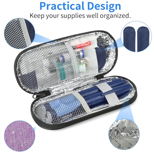 Insulin Pen Cooler Travel Case with 2 Reusable TSA Approved Ice Packs, Diabetic Medication Insulated Cooler Bag for Insulin Pens and Other Diabetic Supplies Storage Purple - color: Purple
