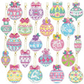 Tondiamo 20 Pcs Christmas Diamond Painting Keychain Kits 5D DIY Diamond Art Pendants Double Sided Hanging Key Chains for Christmas Party Decoration DIY(Macaron) - style: Macaron