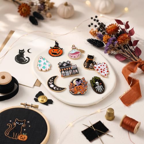 Wavyknot 10pcs Halloween Needle Minder Magnetic Pumpkin Ghost Needle Keeper - style: Halloween