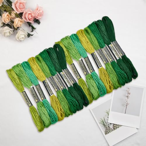 16 Skeins 131 Yards Embroidery Thread Friendship Bracelets String Cross Stitch Threads Cotton Floss Yarn DIY 6 Ply 1.2mm for Making Sewing Needlework Knitting Stitching Craft Supply Green - color: Green