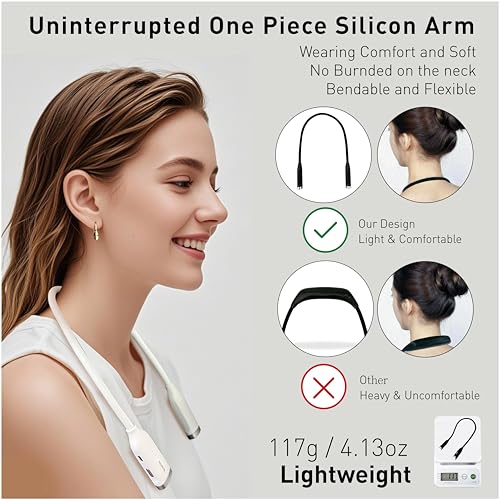 Neck Reading Light, 3 Color & Brightness Adjustable Book Light for Reading in Bed, Hands-Free, Lightweight, USB C Rechargeable, Eye-Caring, Perfect for Crafts, Camping, Kids & Adults (white) - color: White