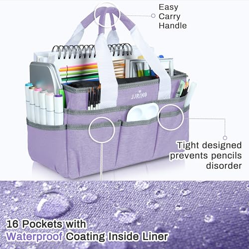 JJRING Craft Organizer Tote Bag Art Storage Caddy Lilac - color: Lilac, size: Small