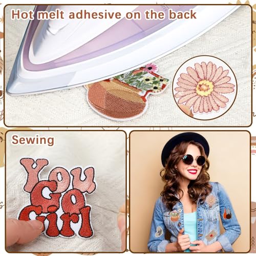 AUGSUN 36Pcs Vintage Boho Iron on Patches Girly Embroidered Sew Applique - style: Bohemian