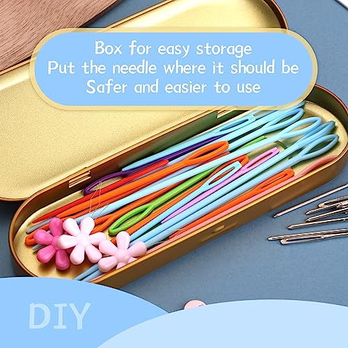 SHWAKK 48Pcs Plastic Large Eye Sewing Needles,Yarn Needles for Crocheting