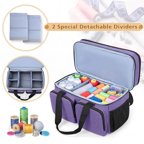 BAFASO Large Sewing Organizer Bag with an Individual Pouch, Purple - color: Purple