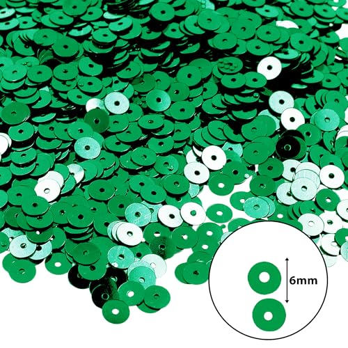 Mandala Crafts 6mm Flat Round Emerald Sequins for Sewing Embroidery - color: Emerald, size: 6mm Flat Sequins