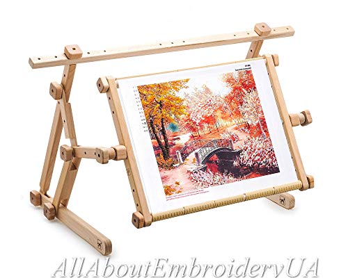 Embroidery Adjustable Lap Table Stand Hands Free Needlepoint Wooden Cross Stitch Scroll Frame Tapestry Holder Bed Table Stand Craft Tool (11.8" x 15.7") - size: 11.8" x 15.7"