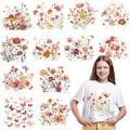 Rngmsi 12 Pcs Boho Flower DTF Transfers Ready to Press Iron on Patches - style: Boho Flower