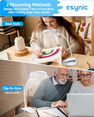 eSynic Desktop Magnifying Glass with 15 LED Lights-800mAh Rechargeable