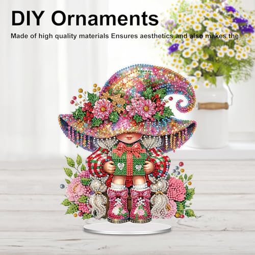 POETRYDRAW Diamond Art Ornament Desktop Kit Christmas, Stand Up Diamonds Painting Ornament for Adults, 5D DIY Special Diamond Gem Craft Tabletop Placement Board Kit - color: Christmas