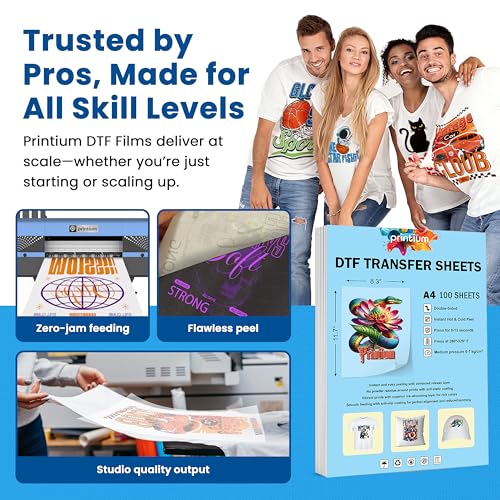 DTF Transfer Film Sheets A4 (8.3 x 11.7 inch) | Premium Hot & Cold Peel | Double Matte Anti-Static PET | 100 Pack | Heat Press Paper | ET8550 L1800 XP15000 XP600 R1390 I3200 TX800 5113 - size: Premium 100 Sheets