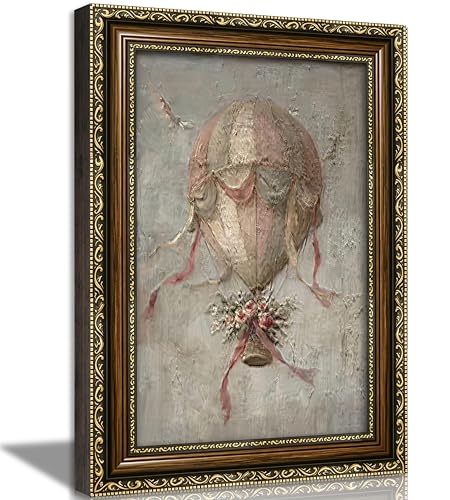 PZBPIUY Framed Nursery Wall Art, Hot Air Balloon Print, Textured Painting - color: Hot Air Balloon, size: 11"L x 9"W