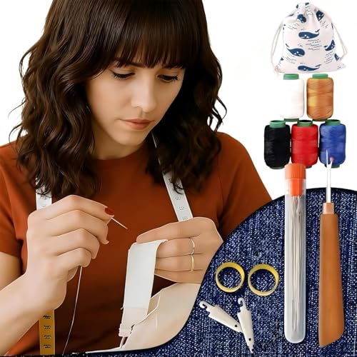 Complete Sewing Kit for Adults with 37 Stainless Steel Needles for Hand Sewing - Big Eye Steel Needles Set Includes Sewing Supplies, Thread & Portable Bag for Crafts.