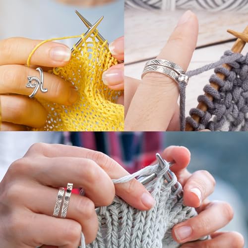 Ubuymart Crochet Ring 5 Pack Knitting Crochet Ring for Finger, with 50pcs(Color Ship Randomly) Knitting Crochet Locking Stitch Markers, Adjustable Crochet Stuff Ring Crochet Accessories- Multicolor - color: Multi-color, size: 5PCS