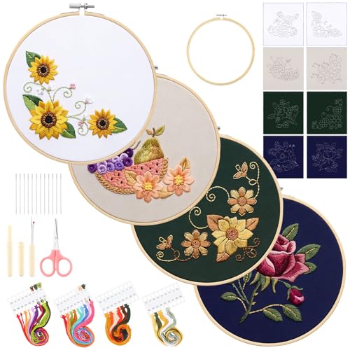 Tioncy 8 Sets Mexican Multicolor Embroidery Napkins DIY Craft Kit - style: Multicolor