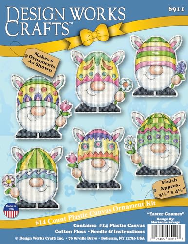 Design Works Crafts Easter Gnomes Counted Cross Stitch Ornament Kit - Set/6