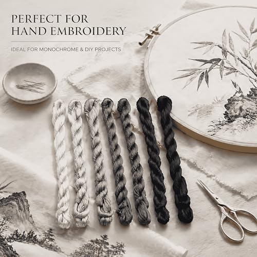 Natural 100% Silk Thread, Handmade Embroidery Thread Silk Floss 7 Colors 110m Each (97) - color: 97