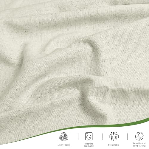 Linen Fabric | Natural Linen Cloth | Embroidery, Sewing | Soft, Breathable | 59" Wide | 50% Linen, 50% Rayon | Hemp, Jute, Needlework, Lining (1Y, Natural) - color: Natural, size: 1 Yard
