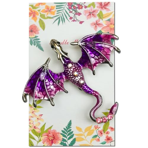 Large Dragon Needle Minder, Needle Minder Magnet, Magnetic Needle Nanny, Fantasy Needlework Accessories for Cross Stitch & Embroidery (Purple) - color: Purple