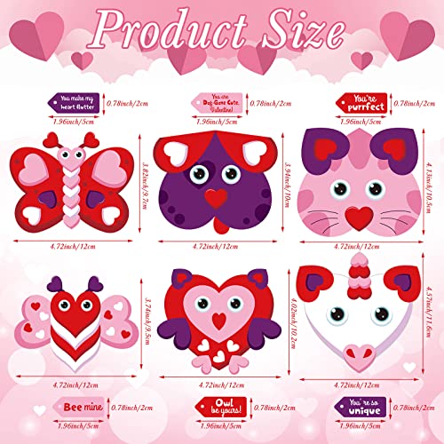 Tatuo 30 Set Valentine's Day DIY Craft Kit Hanging Ornament Classroom Decorations Valentines Cutouts Stickers Crafts for Game Activity Home Party Supplies