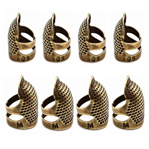 Luckkyme 20 PiecesSewing Thimbles, Copper Finger Protector Retro Metal Sewing Thimble Adjustable Fingertip Thimble for Sewing Embroidery Needlework, Medium and Small
