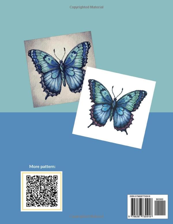 Vintage Blue Butterfly: Cross-Stitch Pattern (Animals and floral cross-stitches pattern)
