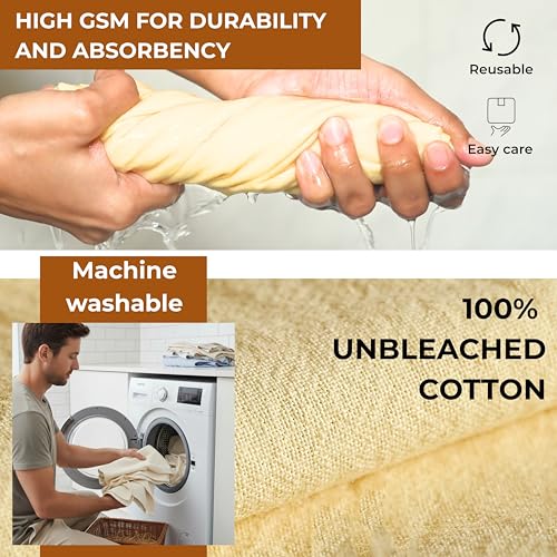 Natural - Blank Plain - 100% Cotton Tea Towels For Kitchen - For Crafting Embroidery Baking Sourdough Bread Proofing - 18"X28" - 6 Pack - Flour Sack Dish Towels - Heavy Weight Linen High Threadcount - size: 18"x28" Set of 6