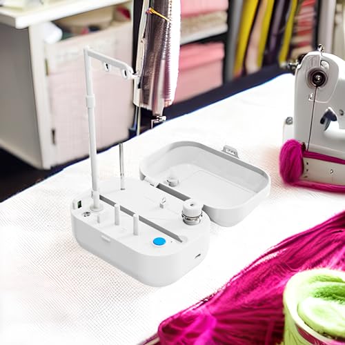 LRDCREEE Automatic Bobbin Winder with Auto Stopper, Large Spool Thread Holder and Extra 6 Spools of 400 Yards Polyester Threads for Sewing Machine Thread Winding Use