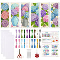 ORIGACH 6 Set Hydrangea Cross Stitch Bookmark Kit for Beginner - style: Hydrangea
