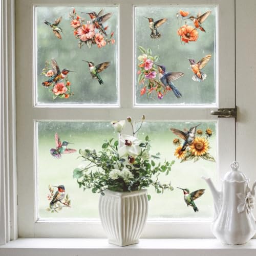 Peacoblue Hummingbird, Flower Rub On Transfers for Furniture Craft 6"x12" - style: Hummingbird and Flower