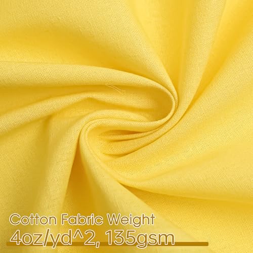 Bright Yellow Cotton Fabric, Natural 100% Cotton Poplin Fabric by The Yard 59 Inches Wide Lining Fabric for Sewing Apparel Cloth Soft Embroidery Quilting, 1 Yard - color: Bright Yellow, size: 1 Yard