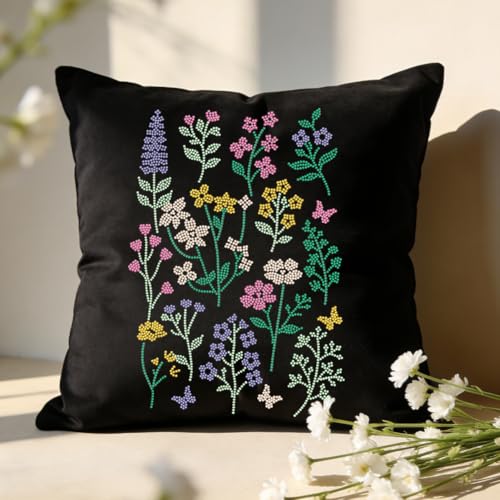 1 Pcs Wildflower Iron on Rhinestones Transfer, Flower Leaf Hot Fix Iron on Patch Transfer Decals Crystal Heat Transfer Clothing Repair Decor for T-Shirt Hat Jacket Party - style: Wildflower