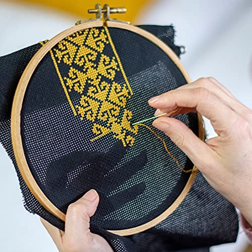 Similane 6pcs Aida Cloth 14 Count Cross Stitch Fabric,Black,12 by 18 Inch - color: Black