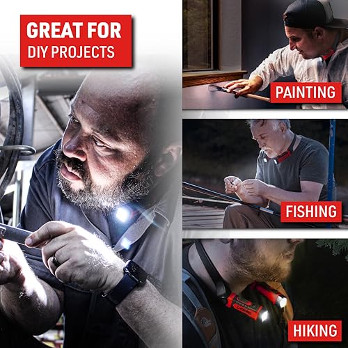 EZRED ANYWEAR Rechargeable Neck Light for Hands-Free Lighting - NK15, Perfect Light for Mechanics, Camping, Hunting, DIY Projects, Reading - color: Red