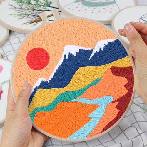 Louise Maelys 3 Pack Landscape Mountain DIY Embroidery Kit for Beginners - color: kit-11