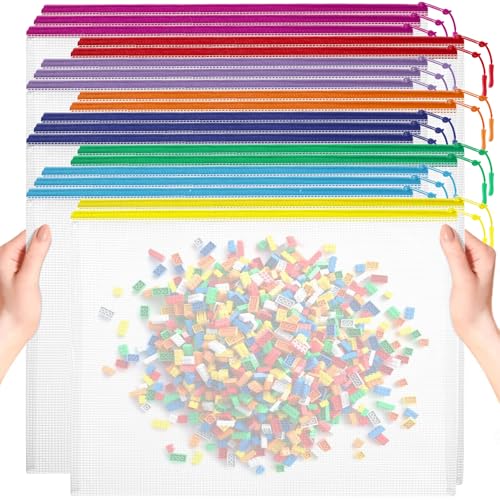 YOPCDJ 20pcs Mesh Zipper Pouch Bags, Puzzle Bags, A3 17x12 Inches Large Reusable Pouches for Organizing Classroom and Storage, Extra Large Zipper Pouch, Board Game Storage - color: Multicolor, size: A3