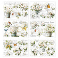 Wxiben 6 Pcs White Magnolia Rub on Transfers for Crafts and Furniture - style: White Magnolia