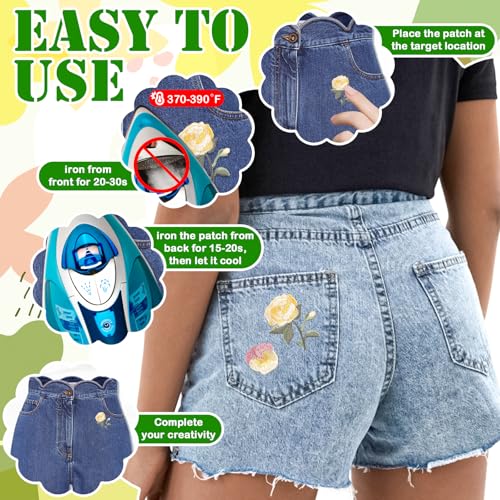 15pcs Flower Iron on Patches Cute Small Floral Embroidery Patches Applique for Clothes Hats Jeans Jacket - color: multi-1