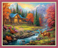 Disnesart Cross Stitch Stamped Full Embroidery Kits DIY 11CT Cotton Thread Printed DIY Needlepoint Kits Craft Needlework Set Cross-Stitch Stamped Sets-Deep Autumn Homeland 16x20 inch - color: Stylepattern16