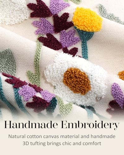 Embroidered Throw Pillow Cover, 18x18 Inch, Wildflower - color: Wild Floral, size: 18" x 18" (Pack of 1)