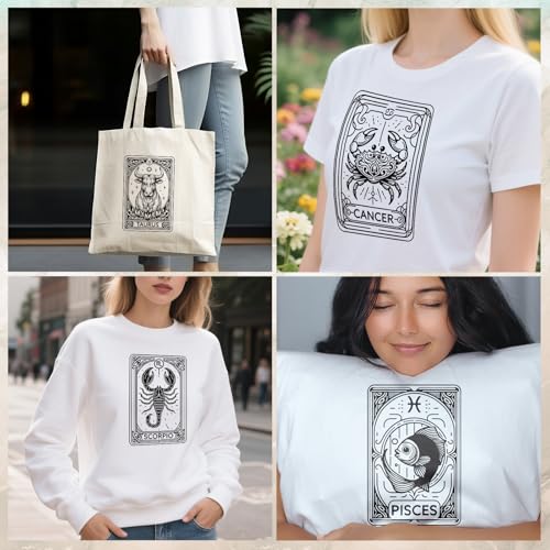Wxiben 12 Pcs Zodiac Iron on Transfer Dtf Transfers Ready to Press - style: Zodiac