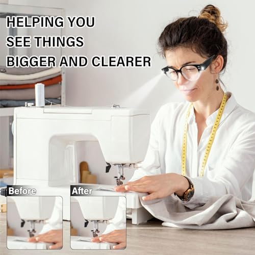 Reading Glasses with Lights Bright LED Readers with Lights Magnifier Glasses for Reading Fashion Blue Light Blocking Glasses Magnifier Nighttime Reader Women Men Clear Vision Lighted Eye Glasses+2.0 - size: +200