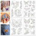 GLOBLELAND 4 Sheets Butterfly Flowers Water Soluble Embroidery Pattern - color: Butterfly
