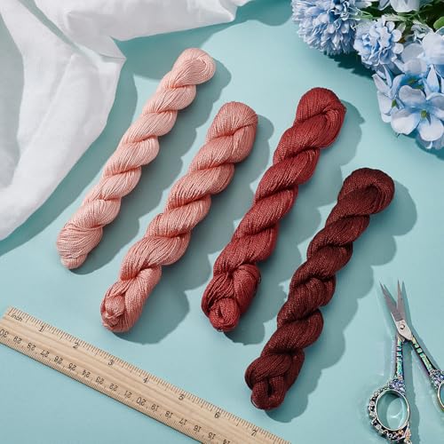 FREEBLOSS 4 Pcs Sashiko Thread Sashiko Skein 100 M*4 Colors(Red) Cotton Embroidery Thread Japanese Quilting & Embroidery Sashiko Kit Supplies Sewing Thread - color: Red