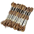 10 Skeins Brown Variegated Embroidery Floss Thread for Sewing - color: Brown